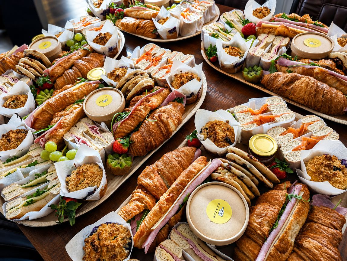 Brunch platter with pastries and fruit