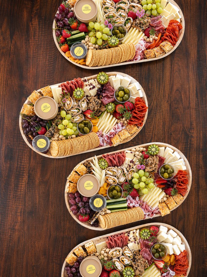 Graze platters lined up ready to go